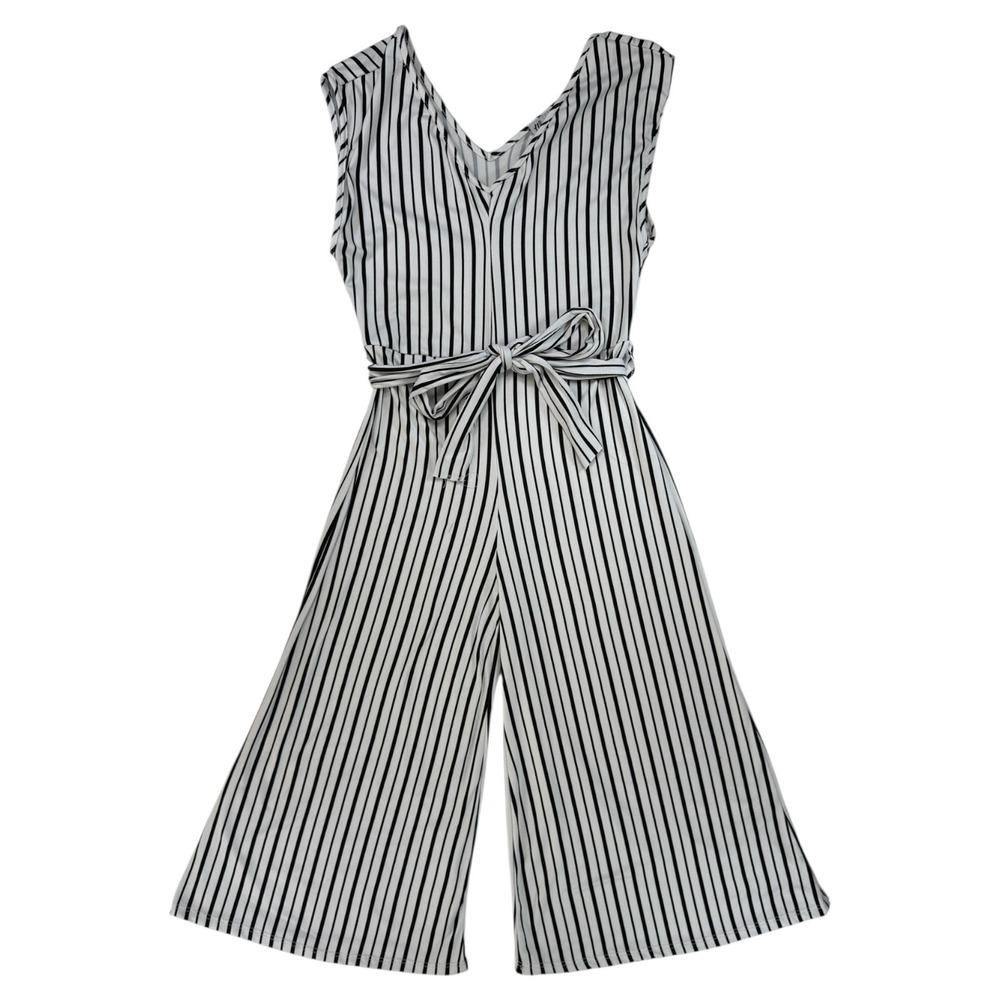 Urban Rose Jumpsuit Black White Striped M Resortwear Mod Chic Parisian Culotte